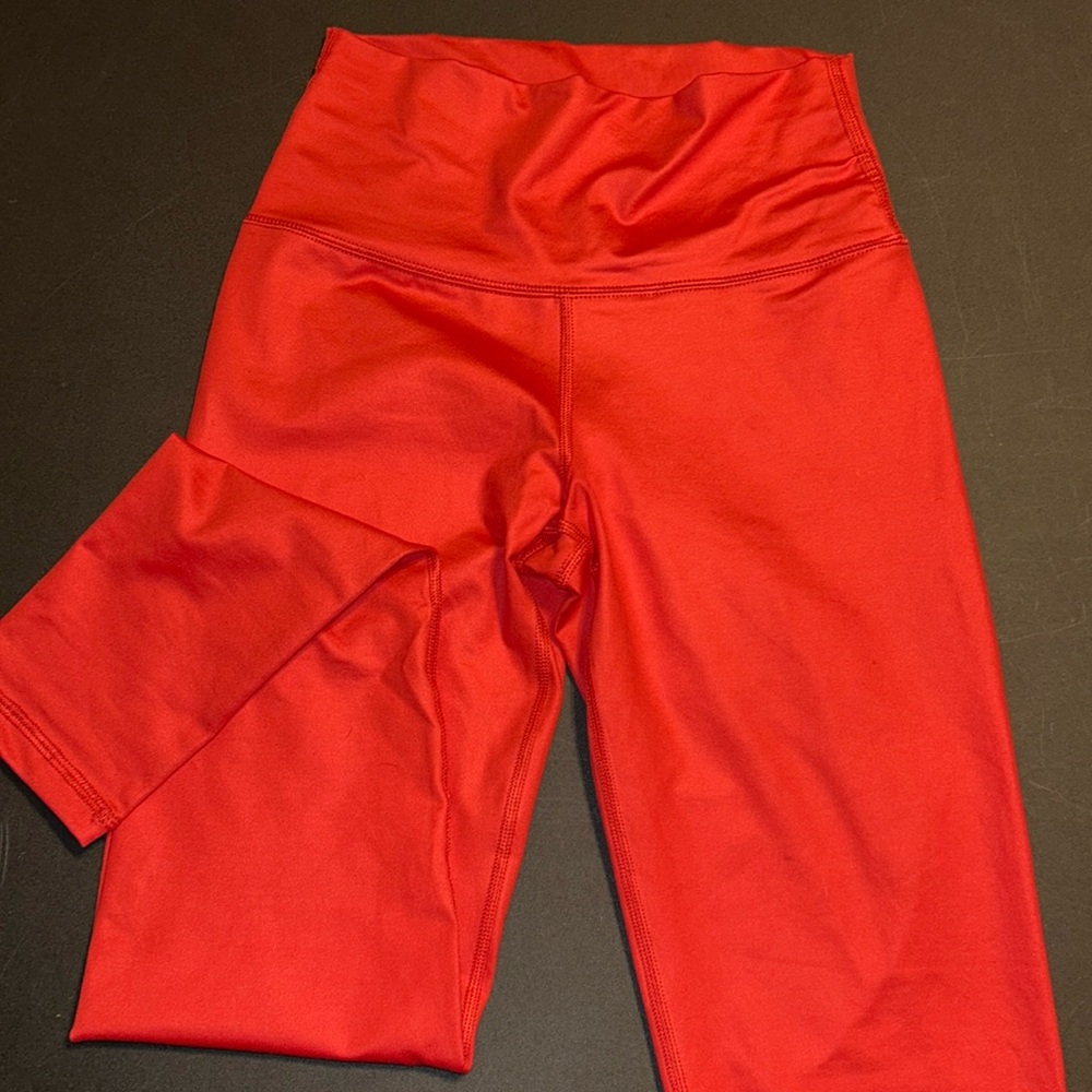 Aerie Red Shiny Legging Small Chill Play Move